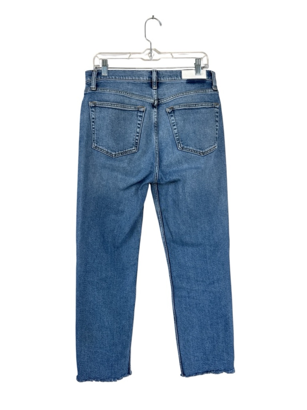 RE/DONE Originals High Rise Stove Pipe Jeans Size 28 Cropped Raw Hem Light Wash - Picture 3 of 7
